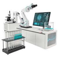 Advanced laboratory equipment with robotic arm and digital display png
