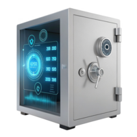 modern safe with digital interface displaying security features and codes png