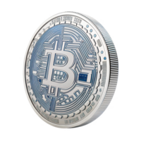 Digital cryptocurrency coin with Bitcoin symbol and circuit design png