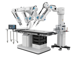 Revolutionary technology in robotic surgery, featuring advanced robotic arms and surgical table for precision operations png