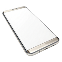 sleek smartphone with large, blank screen, showcasing modern technology and design. device features slim profile and metallic png