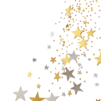 Celebrate with cascade of shimmering confetti and stars creating joyful atmosphere perfect for any celebration png