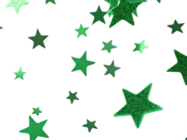 Shimmering green stars create festive atmosphere perfect for celebration filled with joy and confetti png