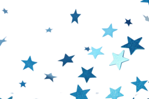 Bright blue confetti stars create festive atmosphere perfect for any celebration, adding touch of sparkle and joy to occasion png