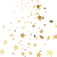 Golden confetti stars create magical atmosphere for any celebration, adding sparkle and joy to festivities png