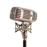Vintage dynamic microphone on a black background with retro design and elegant features for music or recording themes png