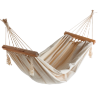 Relaxing Canvas Hammock with Wooden Frame for Outdoor and Indoor Use, Ideal for Leisure and Relaxation png