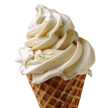 krämig vanilj is grädde virvla runt i våffla kon med texturerad yta och mjuk tjäna stil png