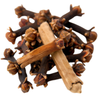 Close-Up of Aromatic Cloves and Cinnamon Sticks on White Background for Culinary and Herbal Use png