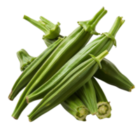 Fresh and vibrant okra pods arranged artistically on a white background showcasing their natural green color and texture png