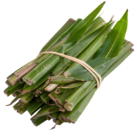 Freshly harvested green pandan leaves tied with natural twine, ready for cooking and aromatic uses in culinary practices png