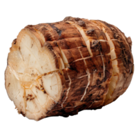Freshly Cut Section of a Round, Brown Tuber Root with Distinctive Layered Texture on White Background png