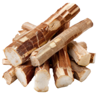 Pile of Freshly Cut Cassava Roots Stacked on White Background for Culinary and Agricultural Use png