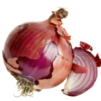 Fresh Red Onion with Skin and Sliced Segment on White Background for Culinary and Health Concepts png