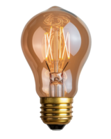 Vintage Edison Light Bulb with Bright Filament Illuminating Warm Glow in Isolated Background for Home Decor or Design png
