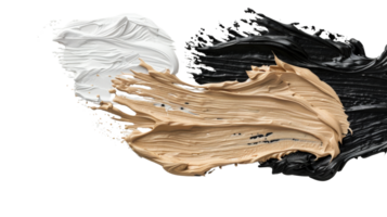 Abstract swirls of white, beige, and black paint creating a dynamic and artistic composition for creative projects png