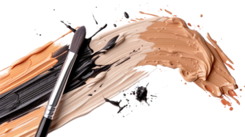 Artistic Colorful Streaks of Foundation with Makeup Brush Creating an Elegant Palette for Beauty and Cosmetics Enthusiasts png