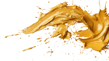Vibrant Golden Paint Splash on Black Background Creating Dynamic and Artistic Abstract Texture for Creative Projects png