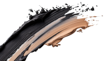 Abstract art brush stroke with black and metallic hues on transparent background for creative projects and design use png