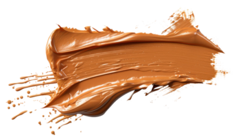 Creamy foundation swatch in a warm caramel shade on a white background for beauty and makeup presentations png