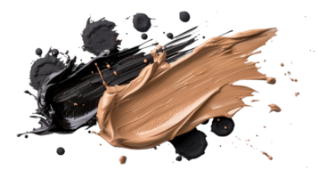 Artistic Splash of Black and Beige Paint on a White Background Creating a Modern Abstract Composition png