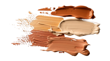 Diverse swatches of creamy foundation in different shades for beauty and makeup applications on a white background png