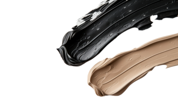 Artistic strokes of black and beige paint on a clean background for creative design and artistic projects png