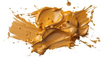 Rich Creamy Golden Swirl of Paint Creating Dynamic Abstract Texture on Black Background for Artistic Use png