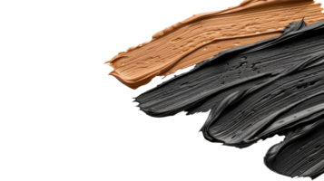 Abstract composition of black and beige paint strokes with texture isolated on a white background for artistic design png