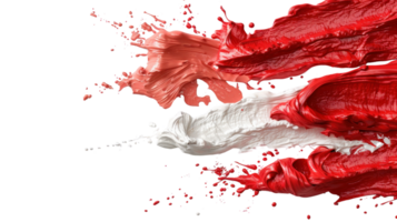 Vibrant Red and White Paint Splash with Dynamic Movement on a Black Background for Creative Visuals png
