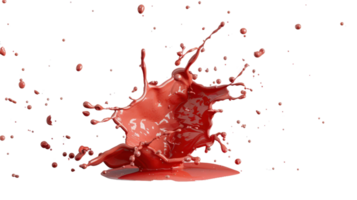 Vibrant Red Paint Splash with Dynamic Motion and Droplets in a Studio Setting Captured on a Black Background png