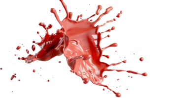 Vivid Red Splash of Paint Captured in Motion on a White Background with Droplets and Dynamic Flowing Effect png