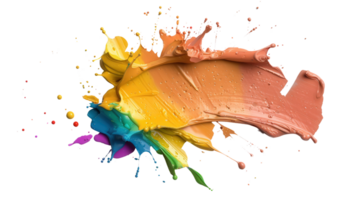 Vibrant Color Explosion with Splashes and Drips of Paint in a Rainbow Spectrum Against a Dark Background png