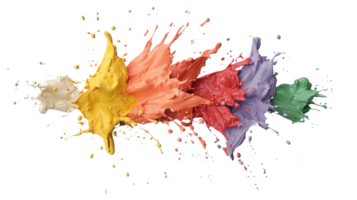 Vibrant Color Splash with Dynamic Liquid Paint Streams Isolated on Black Background for Artistic Designs and Creativity png