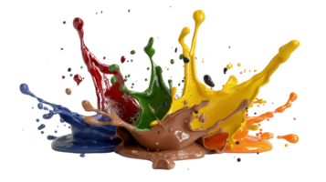 Colorful Paint Splashes in a Dynamic Display of Artistry and Creativity Perfect for Visual Projects and Designs png