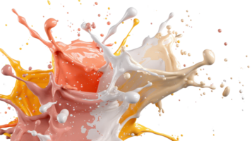 Colorful Paint Splash Explosion with Creative Drips and Drops on Black Background for Artistic Use and Design Projects png