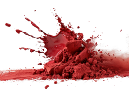 Dynamic Red Powder Explosion with Splashes and Fine Particles on Black Background png