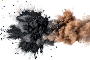 Explosive Cloud of Dust and Smoke in Dynamic Motion with Dark and Light Particles for Creative Backgrounds png