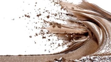 Dynamic Flow of Shimmering Bronze Makeup Product Creating Artistic Splash on Black Background png