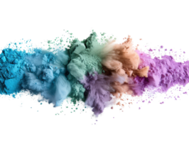 Colorful Powder Explosion Creating Artistic Shapes on Black Background for Creative Designs and Abstract Concepts png