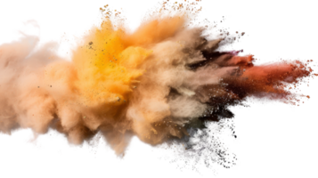 Vibrant Color Explosion Dust Cloud Against Black Background Creating Stunning Abstract Art Effect for Creative Projects png