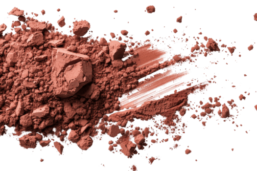 schiacciato argilla polvere nel occhiali da sole di rosso che esplode attraverso il superficie, naturale struttura e colori con isolato sfondo png