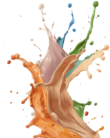 Vibrant Splash of Colorful Liquid Paints in Dynamic Motion Captured in High-resolution Artwork png