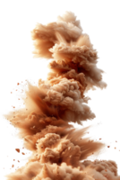 Explosive Dust Cloud with Brown and Tan Tones against Black Background Capturing Dynamic Movement and Abrupt Energy Release png