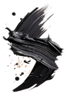 Abstract black paint stroke with splatters and texture for artistic and creative visual projects, isolated on white background png