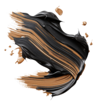 Abstract art creation with black and bronze paint swirls isolated on white background for creative projects and designs png