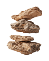 Balanced Natural Rocks in Vertical Arrangement Against White Background for Conceptual and Design Purposes png