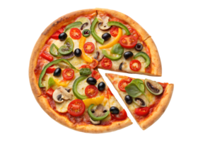 Delicious vegetarian pizza with fresh vegetables. png