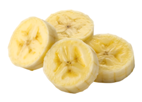 Sliced ripe bananas, close up view. png