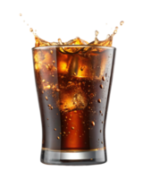 Refreshing cola drink with ice cubes. png